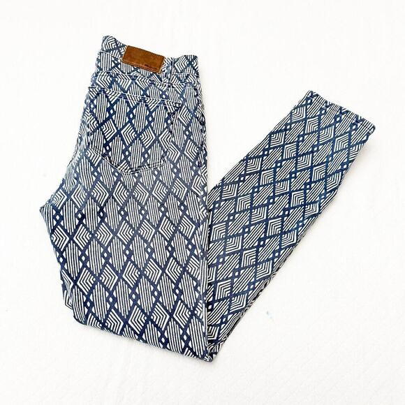 Madewell High Riser Skinny Patterned Blue Jean Denim Pants Size 25 - Picture 8 of 8
